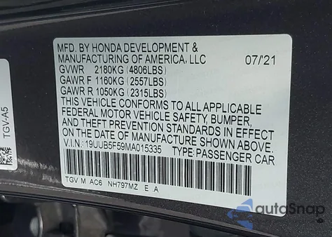 2021 Acura Tlx A-Spec Package from USA, damaged, VIN 19UUB5F59MA015335